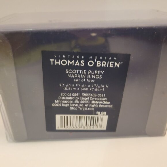 Thomas OBrien Scottie Puppy Napkin Rings Set Of 4 New - Picture 3 of 3